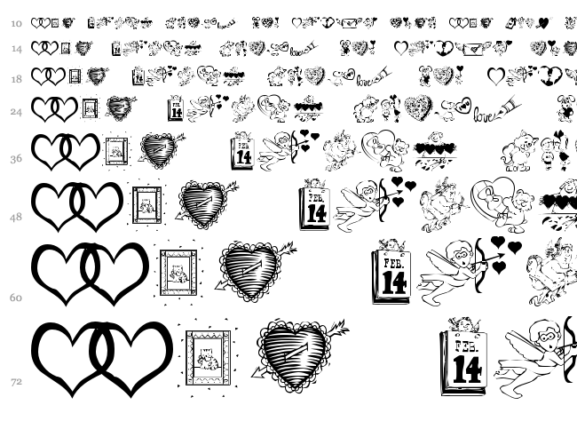 KR Be Mine font waterfall